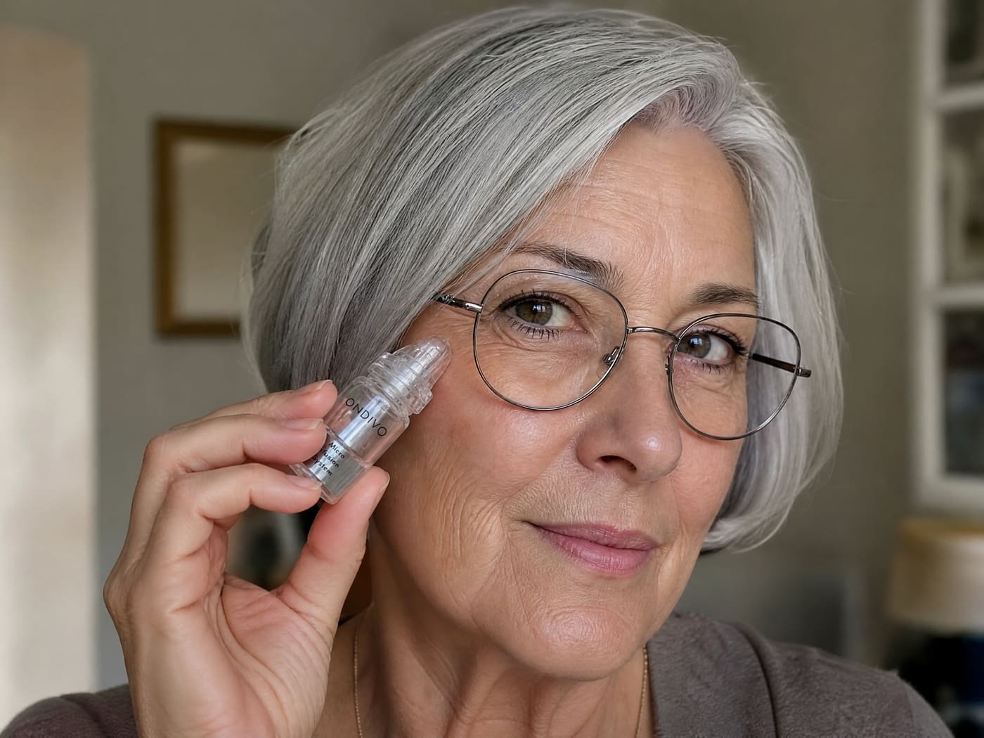 Franca applica ONDIVO sullo zigomo